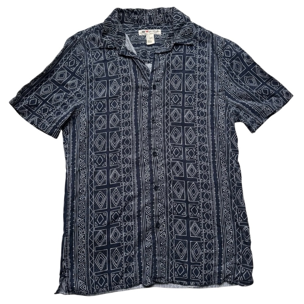 H&M Coachella Collection Short Sleeve Button-Up – Size S, Tribal Print